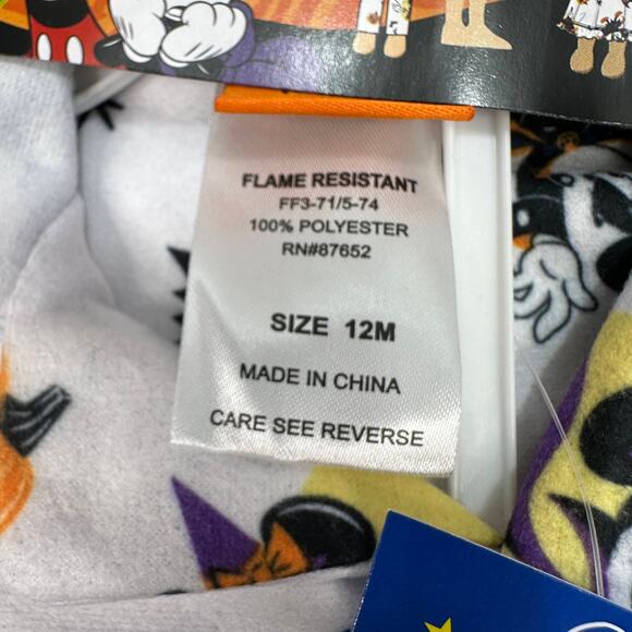 Disney Mickey Mouse Halloween-themed 2 PCs Pajama Set Infant 12M White w/Graphic - Picture 5 of 6